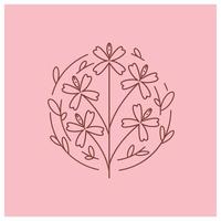 couronne de fleurs sur fond rose vecteur