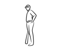 illustration de ligne de joueur de baseball dessiné à la main vecteur