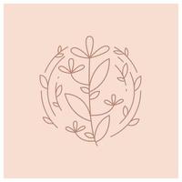 couronne florale pour décoration de carte fond rose vecteur
