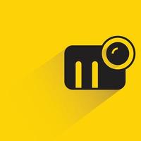 icône de caméra vidéo fond jaune vecteur