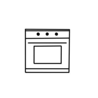 cuisinière four appareil électronique doodle de ligne organique dessinée à la main vecteur