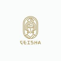 tête de geisha japonaise logo icône modèle de conception illustration vectorielle vecteur