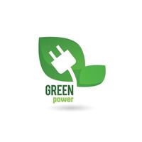 image de logo de texte d'alimentation verte. une image de logo de texte indiquant l'énergie verte de couleur verte fraîche avec une image de prise électrique. logotype d'énergie verte.