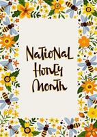affiche encadrée du mois national du miel vecteur