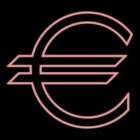 symbole de l'euro néon l'image de style plat d'illustration vectorielle de couleur rouge