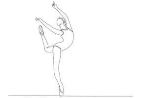 dessin au trait continu. illustration montrant une ballerine en mouvement. de l'art. ballet. illustration vectorielle vecteur