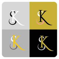 web nouveau concept s et k lettre illustration de conception de logo simple vecteur
