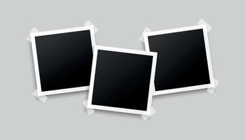 trois cadres photo sur la conception de fond gris vecteur