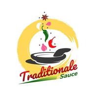 création de logo de sauce traditionnelle vecteur