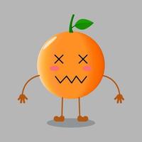 illustration de fruits orange mignons avec une expression malade vecteur
