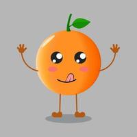 illustration de fruits orange mignons avec une expression affamée vecteur