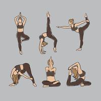 illustration de femme pratique le yoga style de vecteur moderne minimaliste dessiné à la main