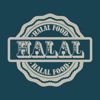 conception d'emblème halal. création de logo rétro vintage, icône, timbre, étiquette de produit à des fins commerciales