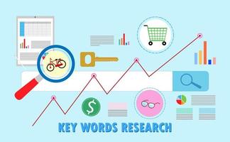 campagne de marketing seo, sem, optimisation des moteurs de recherche d'entreprise. vecteur plat de recherche de marketing internet avec des icônes et des textes