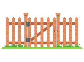 portail en bois vers le secteur privé. clôture dans le jardin. illustration vectorielle plane. vecteur