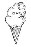 illustration vectorielle de crème glacée dessinée à la main. clipart de dessert mignon. pour l'impression, le web, le design, la décoration, le logo. vecteur