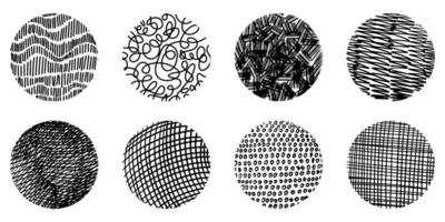 formes de griffonnage dessinées à la main. arrière-plans ou motifs noirs abstraits ronds. illustration vectorielle. vecteur