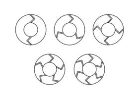 graphique en courbes circulaires avec des flèches pour infographie, diagramme circulaire. 2, 3, 4, 5, 6 options, pièces, étapes. manière d'afficher des informations dans un modèle de graphique de cycle, de présentation ou de processus. vecteur