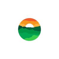 montagnes coucher de soleil paysage logo moderne symboles vecteur icône illustration design