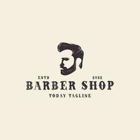barbier, homme, vendange, logo, conception, vecteur, icône, illustration, graphique, idée créative vecteur