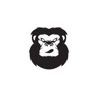 tête singe chimpanzé gorille silhouette logo vecteur icône symbole illustration design minimaliste