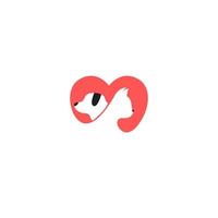 animal de compagnie en bonne santé amour logo icône symbole vecteur illustration design