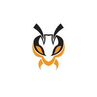 tête d'abeille en colère logo vecteur icône symbole illustration design moderne