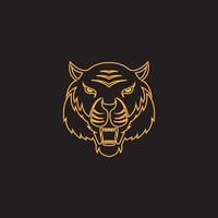silhouette tigre tête ligne logo icône vecteur symbole illustration design