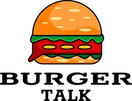 icône ou logo de burger avec bulle de dialogue. illustration vectorielle. vecteur