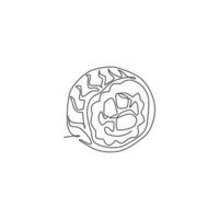 un dessin en ligne continu de l'emblème du logo du restaurant japonais sushi maki bar frais et délicieux. concept de modèle de logo de magasin de café de fruits de mer du japon. illustration vectorielle de dessin à une seule ligne moderne vecteur