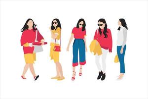 illustration vectorielle de bundle femme à la mode vecteur