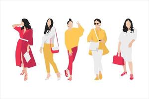 illustration vectorielle de bundle femme à la mode vecteur