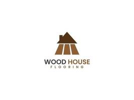 modèle de logo de plancher de maison, concept de bois et de maison vecteur