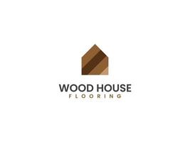 modèle de logo de plancher de maison, concept de bois et de maison vecteur