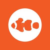 logo d'illustration de poisson clown au milieu de la couleur orange dominante vecteur