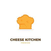 logo d'illustration de chapeau de chef avec cuisine au fromage vecteur