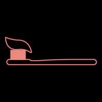 dentifrice au néon et brosse illustration vectorielle de couleur rouge image de style plat vecteur