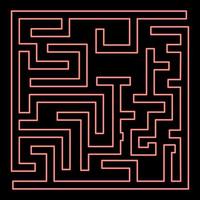 néon labyrinthe labyrinthe énigme couleur rouge illustration vectorielle image de style plat vecteur