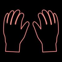 néon paire travail de gants icône couleur noire en cercle couleur rouge illustration vectorielle image de style plat vecteur