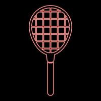 icône de raquette de tennis néon couleur noire en cercle illustration vectorielle de couleur rouge image de style plat vecteur