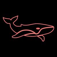 néon baleine couleur rouge illustration vectorielle image style plat vecteur