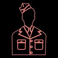 néon vétéran ou soldat de l'armée américaine couleur rouge illustration vectorielle image de style plat