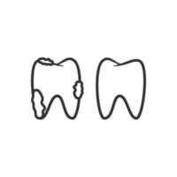 comparaison de l'illustration vectorielle de l'icône de la dent propre et sale vecteur