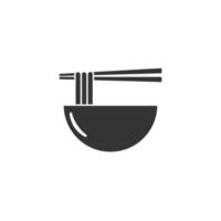 icône de bol de nouilles de vecteur avec style de silhouette