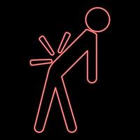 un homme au néon avec un dos malade. mal de dos couleur rouge image d'illustration vectorielle style plat vecteur