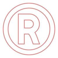 symbole néon copyright couleur rouge image d'illustration vectorielle style plat