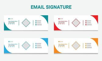 conception de modèle de signature électronique minimaliste. signature d'e-mail moderne d'entreprise et couverture de médias sociaux, conception de bannières vecteur