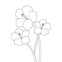 branche de fleurs en fleurs fraîches d'élément botanique naturel en illustration vectorielle pour la page de coloriage vecteur
