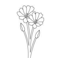 clipart de modèle de page à colorier de conception fleurie de fleurs saisonnières vecteur