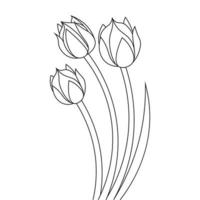 Élément de page de coloriage de fleur de tulipe pour livre de coloriage pour enfants vecteur